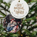 Décoration En Céramique Notre Premier Noël En Nom De Famille Année Photo<br><div class="desc">Notre premier Noël en tant que nom de famille Année Photo Pour commémorer votre 1ère saison de vacances en famille, avec un script élégant et facilement personnaliser vos noms et votre année. De l'autre côté, remplacez l'exemple de photo par votre propre photo préférée Les modifications aux couleurs du texte peuvent...</div>