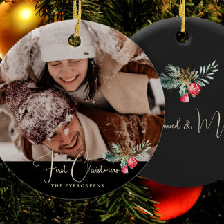 Décoration En Céramique Notre Premier Noël En Tant Que Couple Aquarelle No