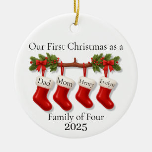 Décoration En Céramique Notre premier Noël en tant que famille de quatre 2