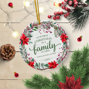 Décoration En Céramique Notre premier Noël en tant que famille de trois Ru