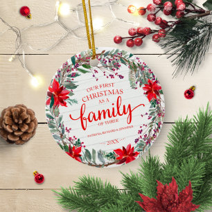 Décoration En Céramique Notre premier Noël en tant que famille de trois Ru