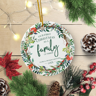 Décoration En Céramique Notre premier Noël en tant que famille de trois Ru