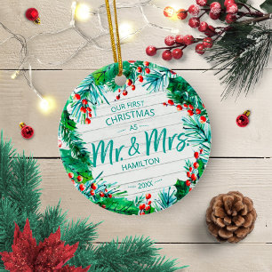 Décoration En Céramique Notre premier Noël en tant que M. et Mme 2020 Cour