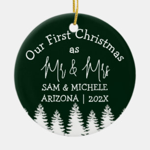 Décoration En Céramique Notre premier Noël en tant que M. et Mme bois neuf
