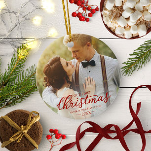 Décoration En Céramique Notre Premier Noël En Tant Que M. Et Mme Red Scrip