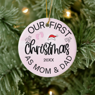 Décoration En Céramique Notre premier Noël en tant que maman et papa Baby