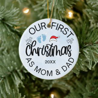 Décoration En Céramique Notre premier Noël en tant que maman et papa bébé