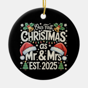 Décoration En Céramique Notre premier Noël en tant que Monsieur et Madame 