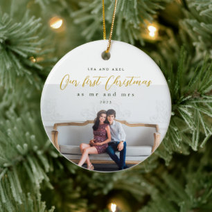Décoration En Céramique Notre premier Noël en tant que Monsieur et Madame 