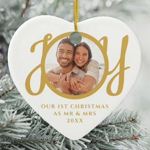 Décoration En Céramique Notre premier Noël en tant que Mr & Mrs Photo Gold