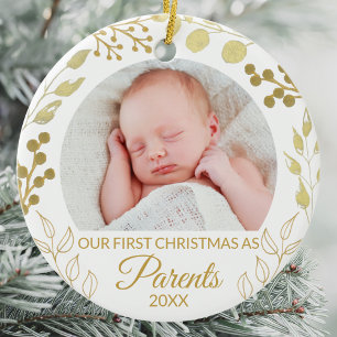 Décoration En Céramique Notre premier Noël en tant que parents Photo à feu