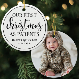 Décoration En Céramique Notre Premier Noël en Tant que Parents Photo de Bé