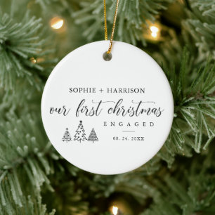 Décoration En Céramique Notre premier Noël engagé avec le nom et la date