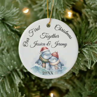 Décoration En Céramique Notre premier Noël ensemble nom personnalisé