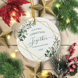 Décoration En Céramique Notre Premier Noël Ensemble Verdure d'Hiver