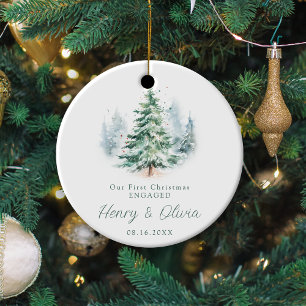 Décoration En Céramique Notre Premier Noël Fiancé Arbre De Script Moderne