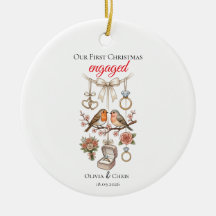 Notre Premier Noël Fiancé Bague Mignonne Date Cœur