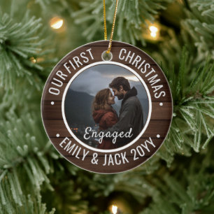 Décoration En Céramique Notre Premier Noël Fiancé Cadeau Photo