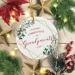 Décoration En Céramique Notre premier Noël grands-parents 2020