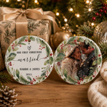 Notre Premier Noël Marié Couronne de Couple Photo