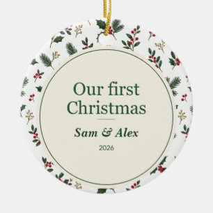 Décoration En Céramique Notre Premier Noël Personnalisé Couple