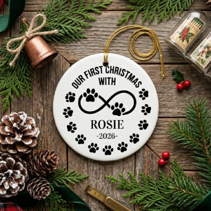 Décoration En Céramique Notre Premier Noël Personnalisé Empreinte de Patte