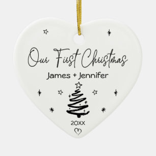 Décoration En Céramique Notre Premier Noël Pour Couple Personnalisé Nom 