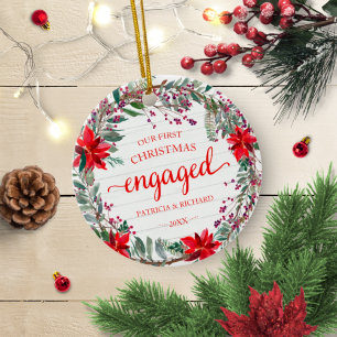 Décoration En Céramique Notre Première Couronne Rustique de Noël Engagée