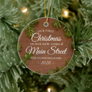 Décoration En Céramique Notre première nouvelle maison de Noël Bois de p