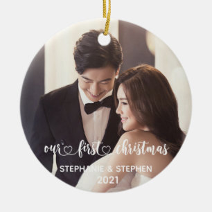 Décoration En Céramique Notre première photo de coeur de Noël