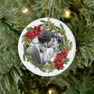 Décoration En Céramique Notre première photo de couronne de Noël pour les