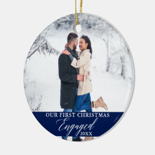 Décoration En Céramique Notre première photo en bleu de Noël