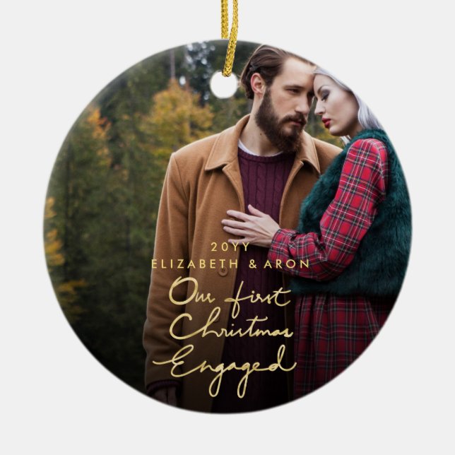 Décoration En Céramique Notre première photo sur mesure de Noël (Devant)