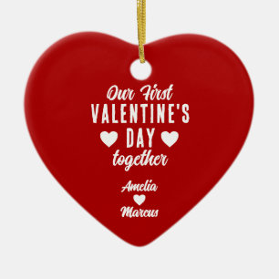 Décoration En Céramique Notre première Saint Valentin Ensemble Couple Red