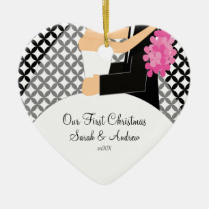 Décoration En Céramique Notre premiers jeune mariée et marié d'ornement de