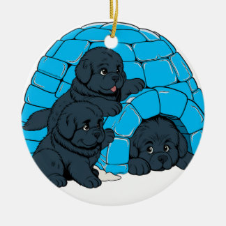 Décoration En Céramique Notta Bears Newfoundland Puppy Igloo