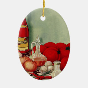 Décoration En Céramique Nourriture italienne vintage Tomates Oignons Poivr