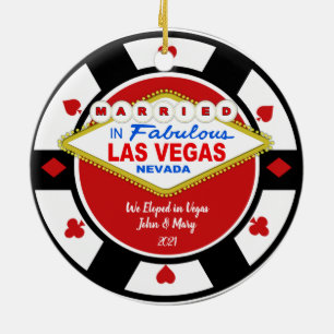 Décoration En Céramique Nous avons Elopé à Vegas Ornament 2021