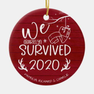 Décoration En Céramique Nous avons survécu à 2020 Mignon Drôle Covid Noël