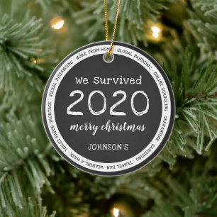 Décoration En Céramique Nous avons survécu au nom 2020 Gris