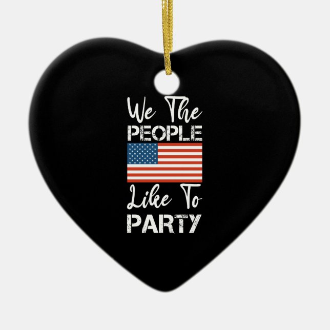 Décoration En Céramique Nous Les Gens Aimons Faire La Fête Des 4 juillet P (Devant)