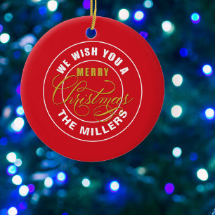 Décoration En Céramique Nous vous souhaitons un joyeux Noël rouge