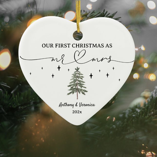 Décoration En Céramique Nouveau marié Notre premier Noël en tant que Mr &  (Newlywed Christmas Ornament)