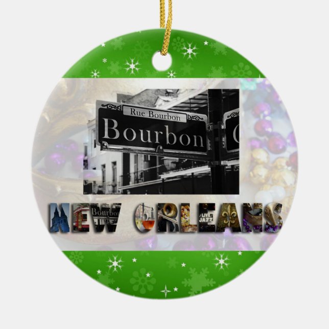 Décoration En Céramique Nouvelle-Orléans Bourbon St Beads NOLA Noël (Devant)