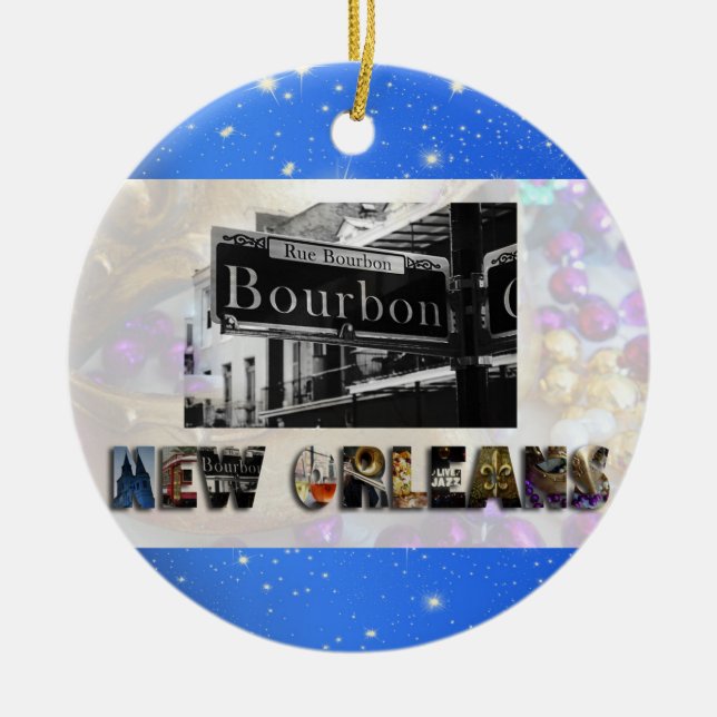 Décoration En Céramique Nouvelle-Orléans Bourbon St Beads NOLA Noël (Devant)