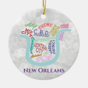 Décoration En Céramique Nouvelle-Orléans Carte Nola Word Typographie Noë