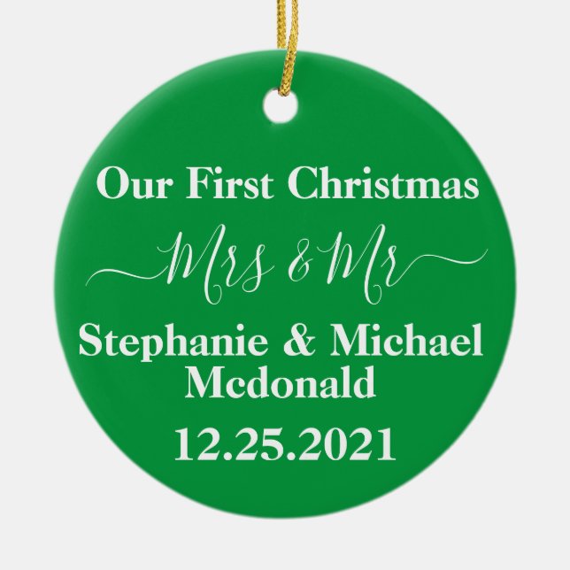 Décoration En Céramique Nouvelles mauvaises herbes Premier Noël, Mme & M P (Devant)