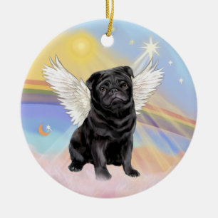 Décoration En Céramique Nuages - Ange Pug Noir