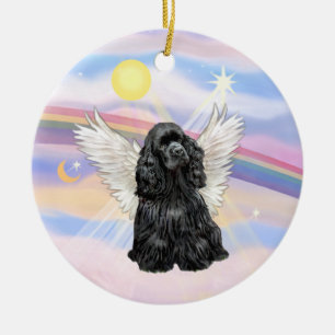 Décoration En Céramique Nuages - Cocker Spaniel (noir)