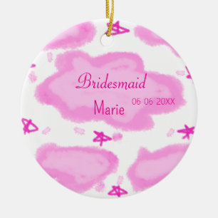 Décoration En Céramique nuages roses pastel stars bridesmaid girly moderne